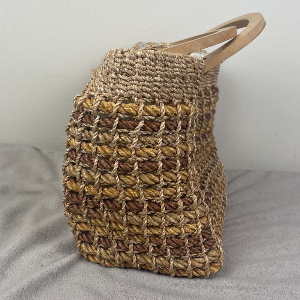 Talbots Wooden Handle Rope Bag - Picture 9 of 16
